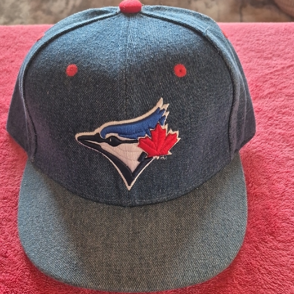 Blue Denim Toronto Blue Jays Baseball Cap with Red Accents